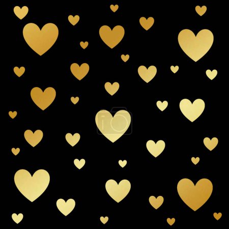 Foto de Golden hearts seamless graphic wallpaper with black background - Imagen libre de derechos