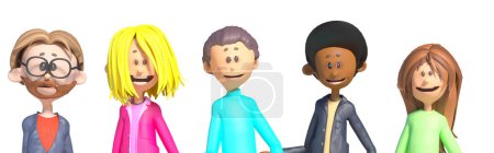 Téléchargez les photos : Hommes d'affaires souriants gros plan ensemble de portraits. avatars mignons pour les hommes et les femmes d'affaires de dessins animés, multi-ethnique hommes et femmes visages rendu 3D - en image libre de droit