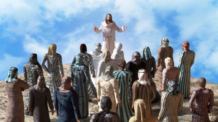 Foto de Jesucristo y Doce Apóstoles en Domus Galilaeae Sermón del Monte 3D render - Imagen libre de derechos