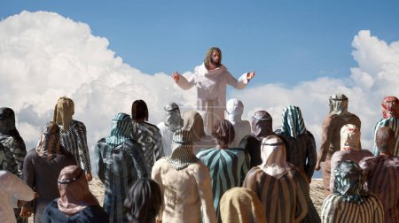 Téléchargez les photos : Jésus-Christ et douze apôtres dans Domus Galilaeae Sermon sur la montagne 3D rendent - en image libre de droit