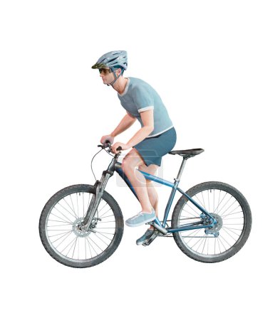 Foto de Atleta ciclistas hombre con la bicicleta 3d render y una bicicleta en el blanco - Imagen libre de derechos