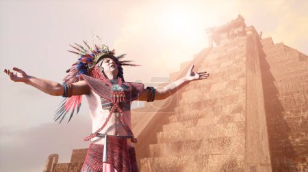 Téléchargez les photos : Historical portrait of Maya Prince Ruler of the Aztecs 3d render - en image libre de droit
