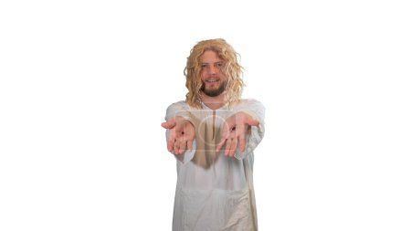 Photo for Jesus Christ shows scars on hands stigmata from wounds after crucifixion - Royalty Free Image