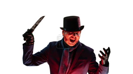 Photo for A maniac from 19th century England and London, Jack the Ripper  on a white background - Royalty Free Image
