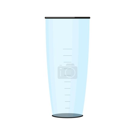 Illustration for Blender mixer cup plastic glass bowl milliliter scale flat. Part electronic cooking device measuring cup food stirring bowl inside clear blank icon advertising kitchen appliance store web isolated - Royalty Free Image