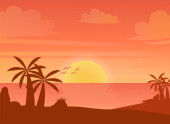 Tropical Beauty, Sunset Silhouette design.vector illustration Poster #655616536