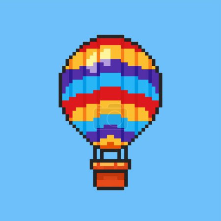 Ballon à air chaud coloré Pixel Art. Conception d'illustration vectorielle, parfaite pour les jeux sur le thème des actifs