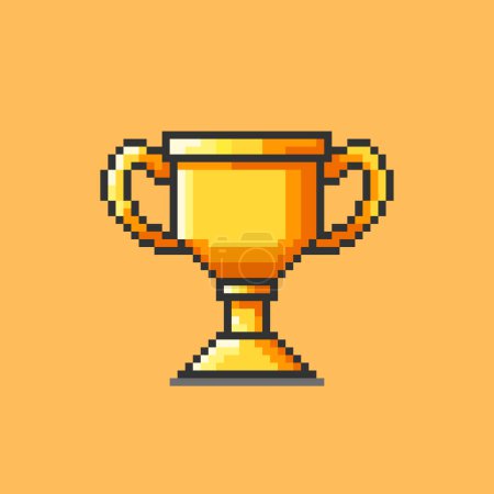 Vector Illustration of Trophy with Pixel Art Design, perfect for game assets themed designs