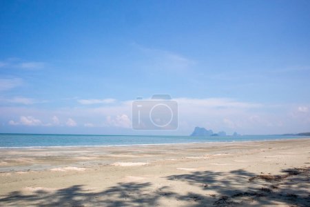 Sand and Sea on sunny day in Chao Mai Beach at Trang, Thailand