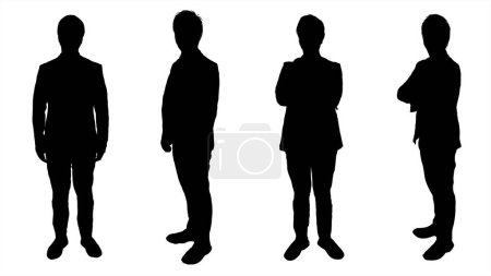 Téléchargez les illustrations : Silhouette noir blanc homme agissant pose gestuelle - en licence libre de droit