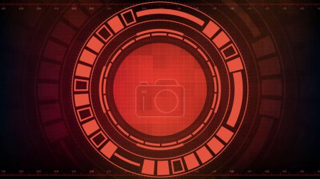 Téléchargez les illustrations : Abstrait fond futuriste de cercle rouge rond lumineux cadre de science-fiction de la technologie. hud ui - en licence libre de droit
