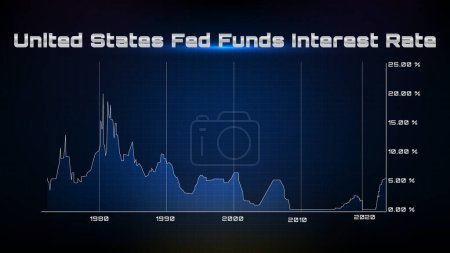 Téléchargez les illustrations : Abstrait fond bleu du graphique États-Unis Fed Funds Taux d'intérêt - en licence libre de droit