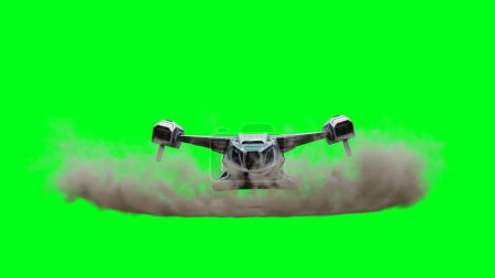 Futuristic flying spaceship. Green screen isolate. 3d rendering