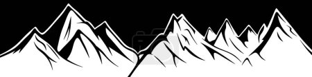 Foto de Montañas blancas sobre un fondo negro. Picos de montaña dibujados en blanco y negro. El concepto de senderismo en las montañas. Turismo en relieve de montaña. Piedras. - Imagen libre de derechos