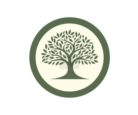Foto de Silueta aislada de un árbol con hojas. Logo verde para una empresa medioambiental. El concepto de protección ambiental. Emblema redondo Salvar la naturaleza. - Imagen libre de derechos
