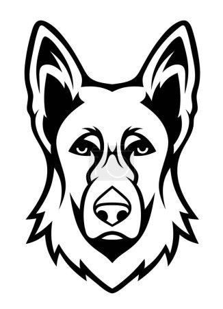 Foto de Hand drawn black and white portrait of a German Shepherd dog. Dog's head badge. Pet. Insulated dog head logo. - Imagen libre de derechos