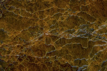 Micro-channels snake through the iron and sulfur-laden rocks of Rio Tinto, creating an abstract natural pattern