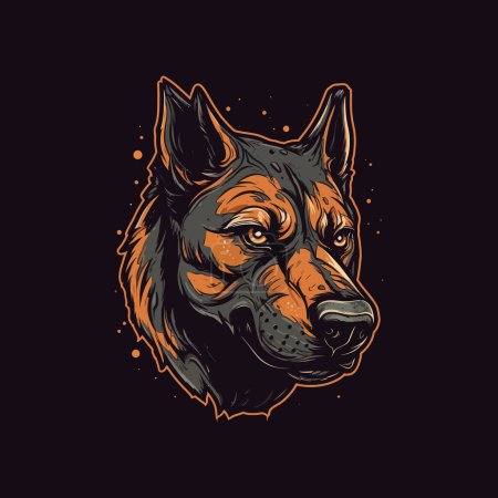 Ilustración de Un logotipo de una cabeza de perro zombie diseñado en esports diseño de la mascota estilo ilustración - Imagen libre de derechos