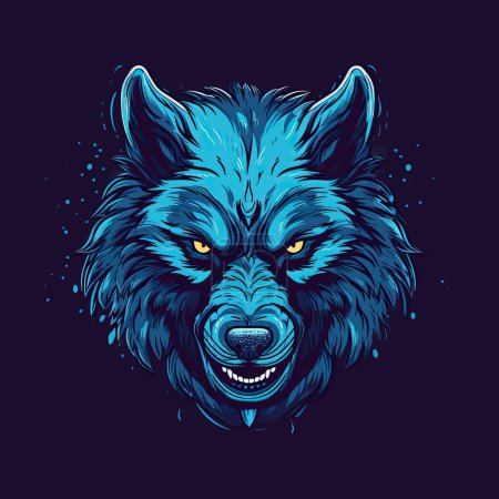 Téléchargez les illustrations : Un logo d'une tête de loup en colère conçu dans le style d'illustration Esports design de mascotte - en licence libre de droit