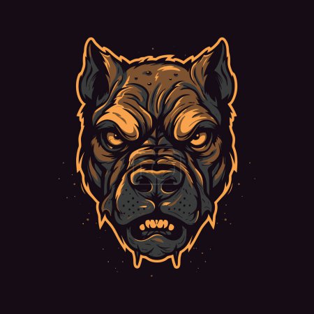 Téléchargez les illustrations : Un logo d'une tête de chien zombie conçu dans le style d'illustration Esports conception de mascotte - en licence libre de droit