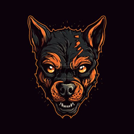 Téléchargez les illustrations : Un logo d'une tête de chien zombie conçu dans le style d'illustration Esports conception de mascotte - en licence libre de droit