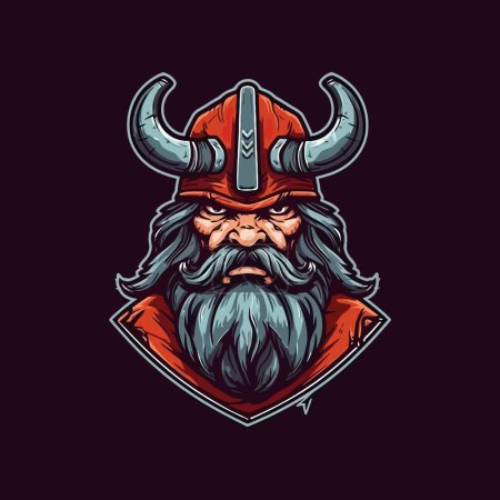 Téléchargez les illustrations : Un logo d'un viking, conçu dans le style d'illustration Esports logo de la mascotte - en licence libre de droit