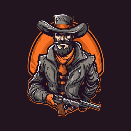 Illustration for A logo of a western cowboy, designed in esports illustration style mascot logo - Royalty Free Image