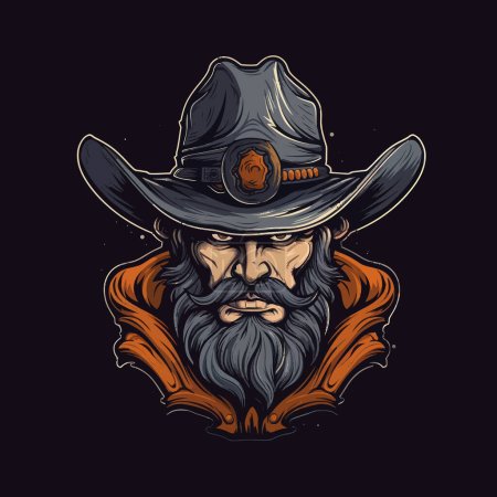 A logo of a western cowboy, designed in esports illustration style mascot logo