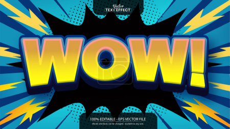 Eye-catching comic book text effect with the word 'Wow' in bold letters, featuring a vibrant and dynamic background.