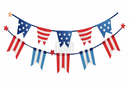 American flag-themed bunting decorates for a patriotic event.