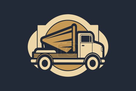 A stylized emblem featuring a vintage truck with a simplistic design.