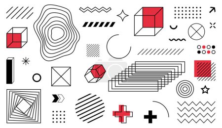 Ilustración de Símbolos y elementos de diseño abstracto. Conjunto de formas geométricas. Ilustración vectorial - Imagen libre de derechos