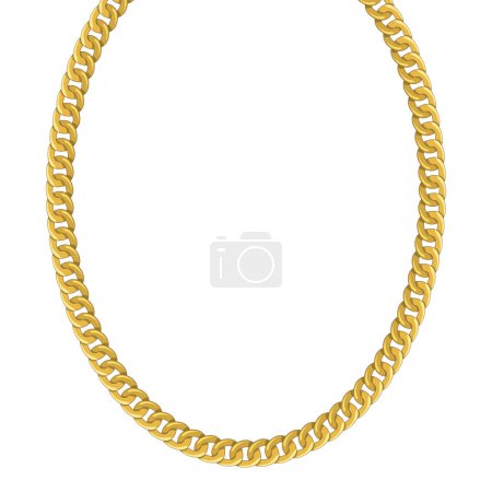 Gold chain isolated. Vector necklace illustration.