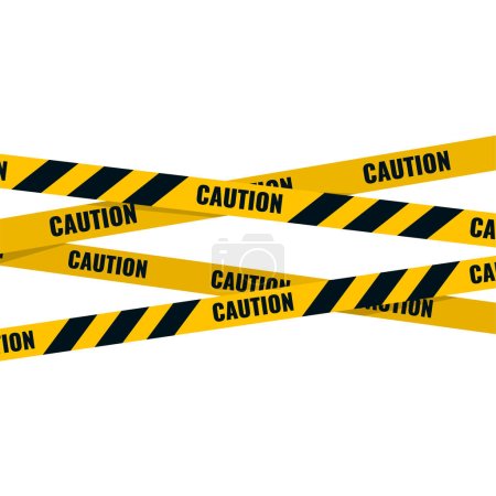 Caution tape. Caution yellow warning lines isolated on white. Vector illustration