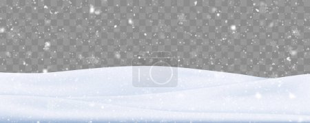 Schnee Hintergrund mit vielen Schneeflocken. Winterkulisse. Vektorillustration
