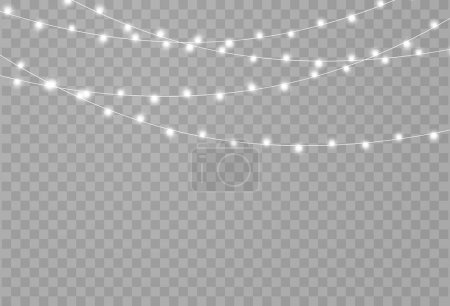 Photo for Christmas lights are isolated. Glowing lights for Xmas Holiday cards, banners, posters, and web design. String garlands decorations. - Royalty Free Image