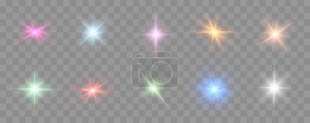 Ilustración de Brillan estrellas brillantes. Coloridas luces vectoriales y chispas aisladas. - Imagen libre de derechos