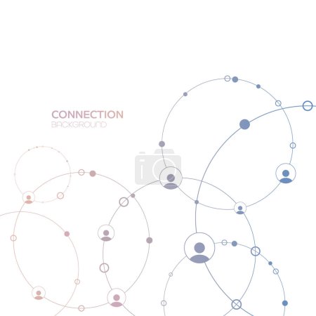 Téléchargez les illustrations : Contexte du réseau. Connexions avec des points, des lignes et des icônes de personnes. Illustration vectorielle - en licence libre de droit