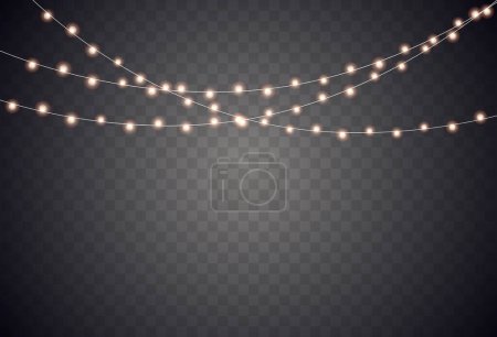 Photo for Christmas lights are isolated. Glowing lights for Xmas Holiday cards, banners, posters, and web design. String garlands decorations. - Royalty Free Image