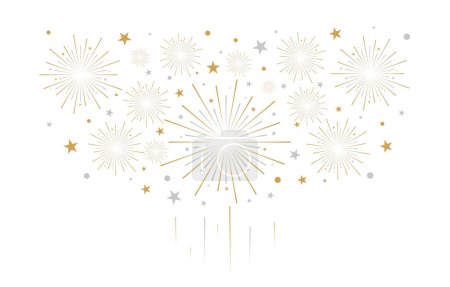 Fireworks illustration isolated on white background. Vector festive background