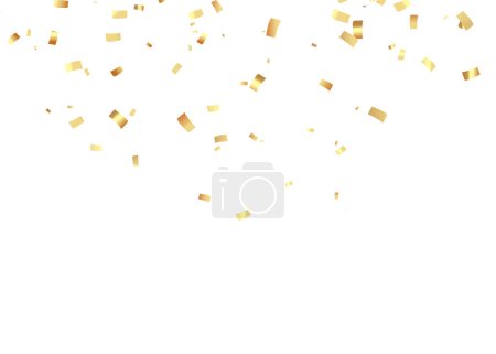 Illustration for Confetti background. Gold paper pieces and serpentine. Vector party background - Royalty Free Image