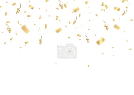 Illustration for Confetti background. Gold paper pieces and serpentine. Vector party background - Royalty Free Image