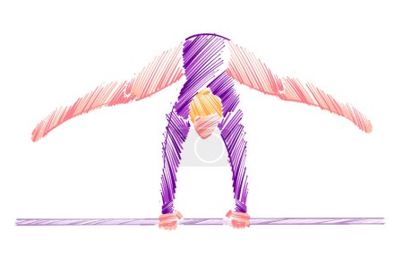 Ilustración de Mujer gimnasta haciendo movimientos en la presentación - Imagen libre de derechos