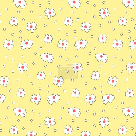 Seamless pattern with daisies for childrens products. Floral decorative pattern on a pink background for baby clothes. Flat vector illustration for printing packaging, fabric and bed linen.