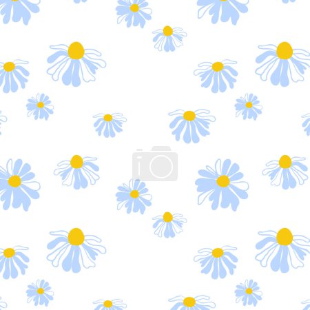 Spring background meadow daisies White seamless Summer pattern Blooming wildflower lush foliage ornament wrapping fabric wallpaper textile mosaic