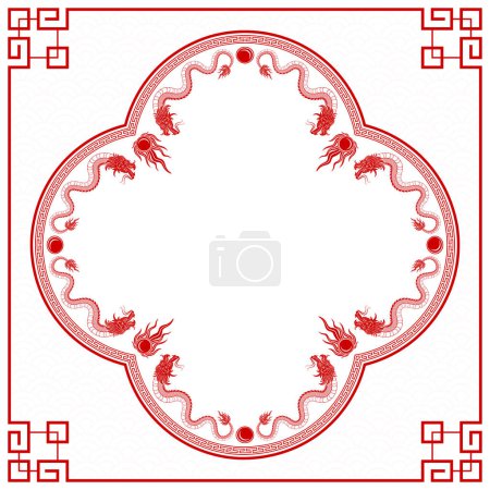 Illustration for Traditional black Chinese Dragon for tattoo design ,Chinese new year and all festivals (translate : Chinese Dragon) - Royalty Free Image
