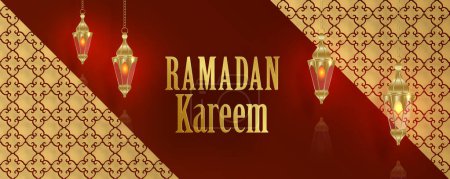 Téléchargez les illustrations : Ramadan Kareem conception sur fond islamique avec motif or sur fond de couleur de papier - en licence libre de droit