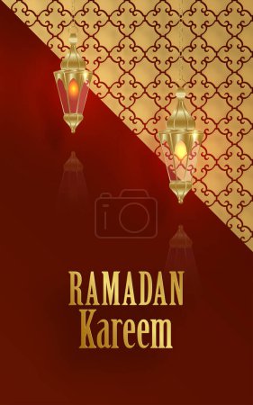 Ramadan Kareem projekt na islamskim tle ze złotym wzorem na tle koloru papieru