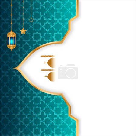 Goldener islamischer Rahmen mit Laterne Ramadan Kareem arabische Grenze Flyer Poster