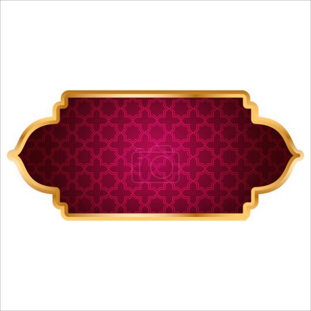 lujoso dorado árabe islámico banner patrón título marco caja de texto fondo transparente